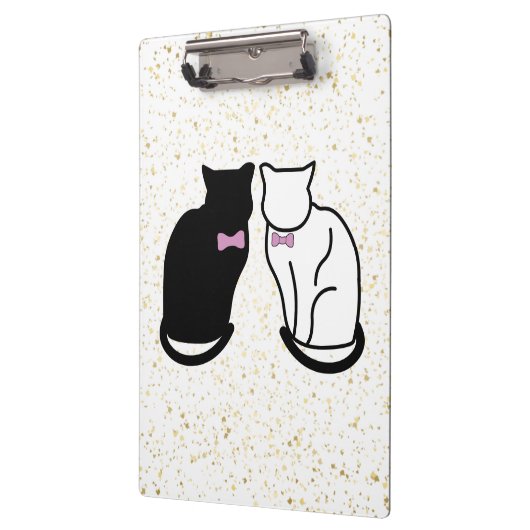 Zwarte en witte kat klembord (Links)