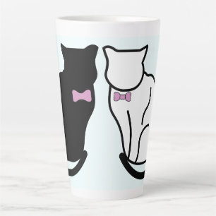 Zwarte en witte kat latte mok