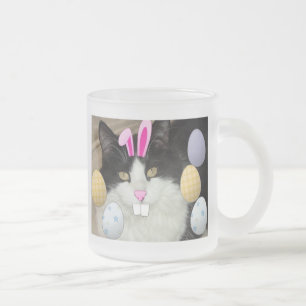 Zwarte en witte kat matglas koffiemok