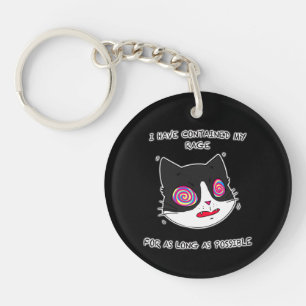 Zwarte en witte kat met grappige tekst sleutelhanger