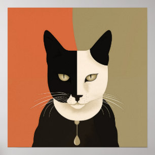 Zwarte en witte kat poster