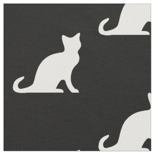 Zwarte en witte kat silhouet textiel stof