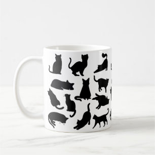 Zwarte en witte kat Silhouettes Koffiemok