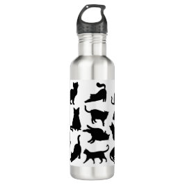 Zwarte en witte kat Silhouettes Waterfles