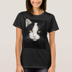 Zwarte en witte kat t-shirt