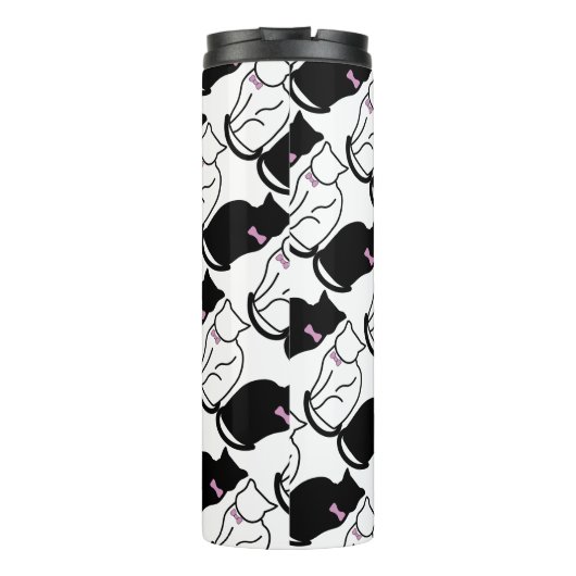 Zwarte en witte kat thermosbeker (Achterkant)