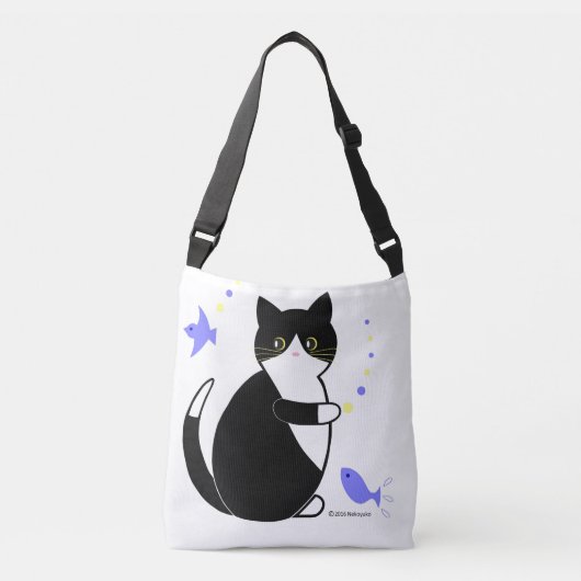 Zwarte en witte kat, Tuxedo-kat Crossbody Tas (Voorkant)