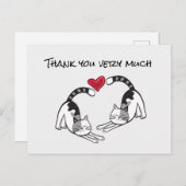 Zwarte en Witte Kat uit liefde Hartelijk dank Briefkaart (Voorkant / Achterkant)