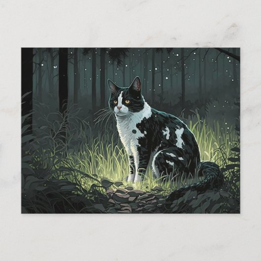Zwarte en witte kat van Piebald in het Briefkaart  (Voorkant)