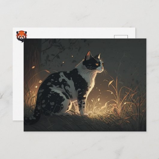 Zwarte en witte kat van Piebald in het Briefkaart (Voorkant / Achterkant)