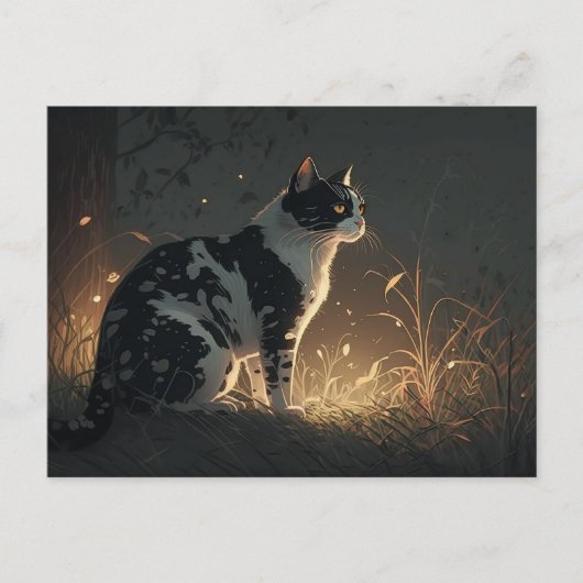 Zwarte en witte kat van Piebald in het Briefkaart  (Voorkant)