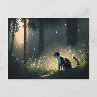 Zwarte en witte kat van Piebald in het Briefkaart