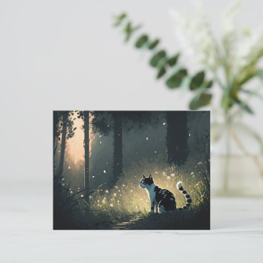 Zwarte en witte kat van Piebald in het Briefkaart (Staand voorkant)