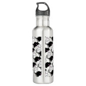 Zwarte en witte kat waterfles  (Achterkant)