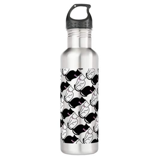 Zwarte en witte kat waterfles  (Voorkant)