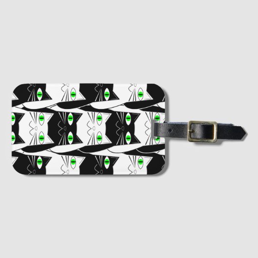 Zwarte en witte katten bagagelabel (Voorkant (horizontaal))