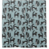 Zwarte en witte katten douchegordijn (Voorkant)