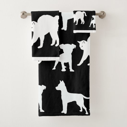 Zwarte en witte katten en honden bad handdoek (Insitu)