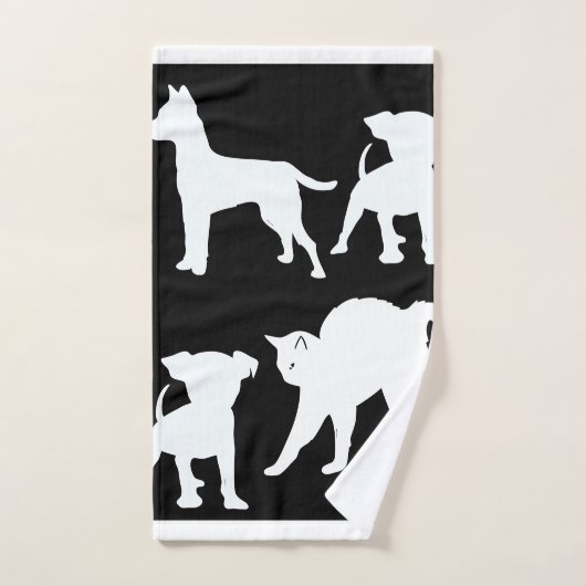 Zwarte en witte katten en honden bad handdoek (Handdoek)