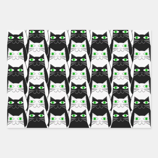 Zwarte en witte katten inpakpapier vel (Voorkant)