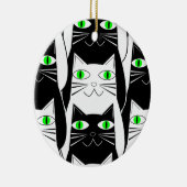 Zwarte en witte katten keramisch ornament (Rechts)