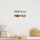  zwarte en witte katten - Lithograaf door Janus Poster (Keuken)