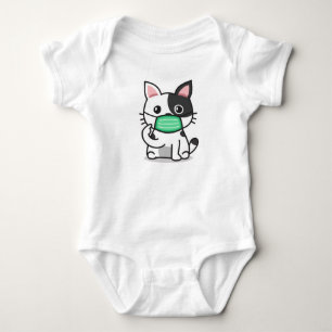 ZWARTE EN WITTE KATTEN MET EEN MASKBODYSUIT BABY ROMPER