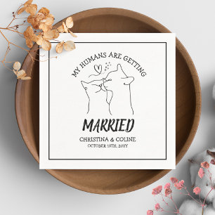 Zwarte en witte katten Moderne Eenvoudige bruiloft Servet