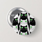 Zwarte en witte katten ronde button 5,7 cm (Voorkant /achterkant)