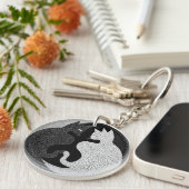 Zwarte en witte katten sleutelhanger (Voorkant Rechts)