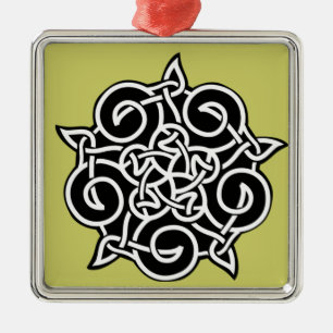 Zwarte en witte Keltische knoop Metalen Ornament
