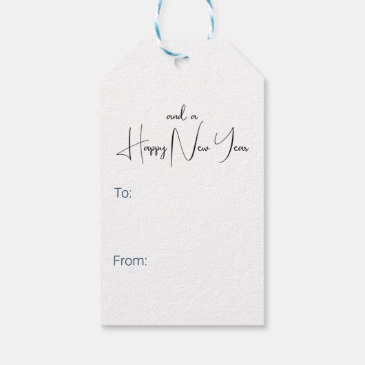 Zwarte en witte kerst cadeaulabel (Achterkant)