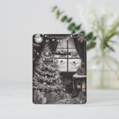 Zwarte en witte kerst feestdagenkaart (Staand voorkant)