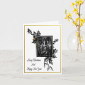 Zwarte en witte kerst kaart (Gele Bloem)