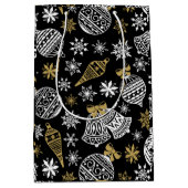 Zwarte en witte kerst medium cadeauzakje (Voorkant)