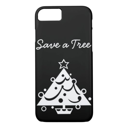 Zwarte en witte kerst sparen de boom Case-Mate iPhone case (Achterkant)