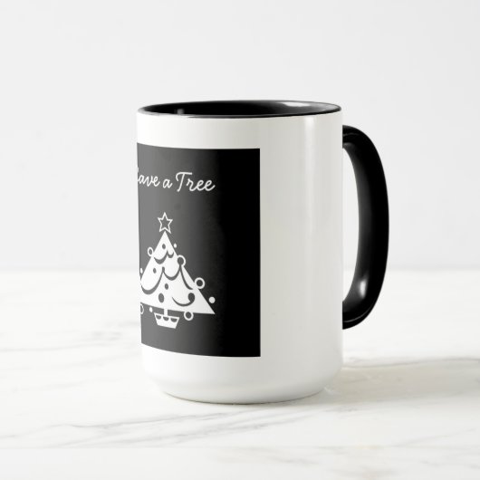 Zwarte en witte kerst sparen de boom mok (Voorkant rechts)