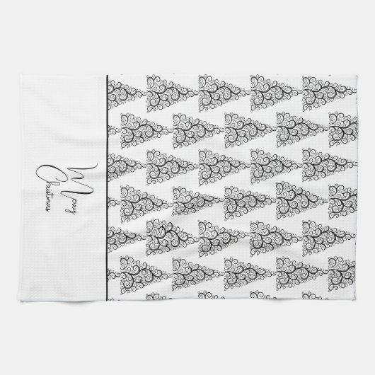 Zwarte en witte kerst theedoek (Horizontaal)