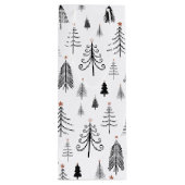 Zwarte en witte kerstbomen wijn cadeautas (Achterkant)