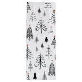 Zwarte en witte kerstbomen wijn cadeautas (Voorkant)