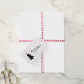Zwarte en witte kerstboom cadeaulabel (Met Touw)
