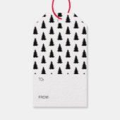 Zwarte en witte kerstboom cadeaulabel (Achterkant)