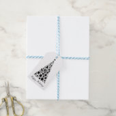 Zwarte en witte kerstboom cadeaulabel (Met Touw)