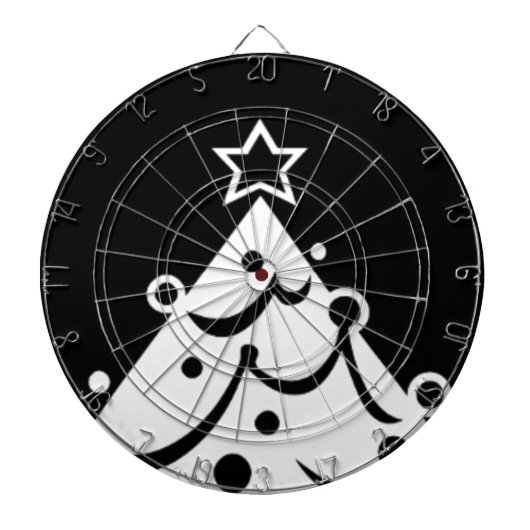 Zwarte en witte kerstboom dartbord (Voorkant)