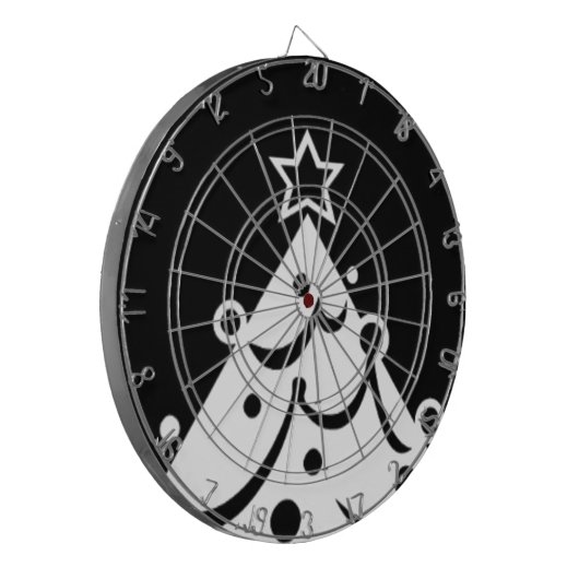 Zwarte en witte kerstboom dartbord (Voorkant Links)