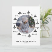 Zwarte en witte kerstboom - Gezonde foto Feestdagenkaart (Staand voorkant)