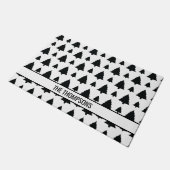 Zwarte en witte kerstboomstructuur en tekst deurmat (Schuin)