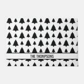 Zwarte en witte kerstboomstructuur en tekst deurmat (Voorkant)