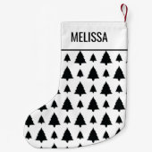 Zwarte en witte kerstboomstructuur en tekst kleine kerstsok (Achterkant)