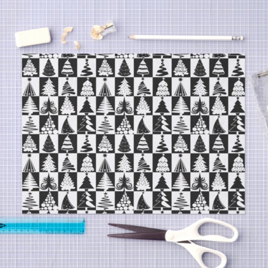 Zwarte en witte kerstboomvakantie tissuepapier (Craft)